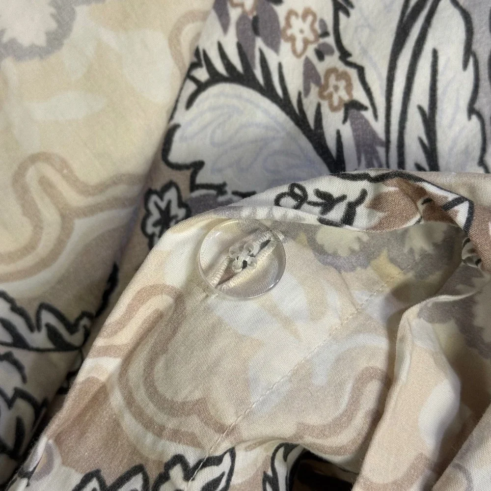 Pottery‎ Barn Celeste Paisley Floral Damask Duvet Cover Full Queen Tan Grey